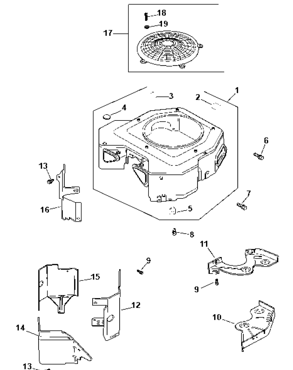 Blower Housing And Baffles Diagram and Parts List for Z-FORCE60 53AA5BBJ-53AA5BBJ710 Cub Cadet Lawn Tractor